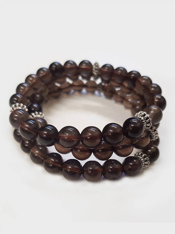 Yoga Studio Smoky Quartz Mala Bead Bracelet